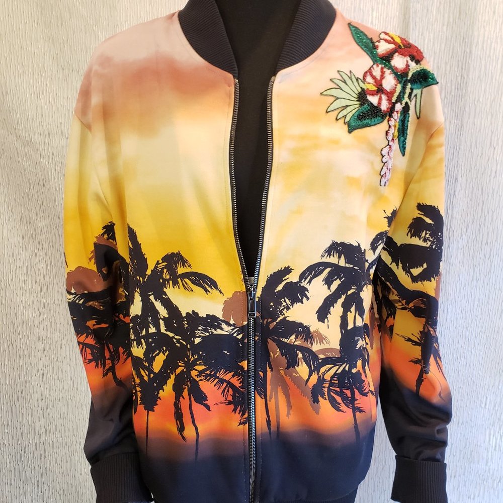 Valentino Spa Sunset Palm Print Bomber